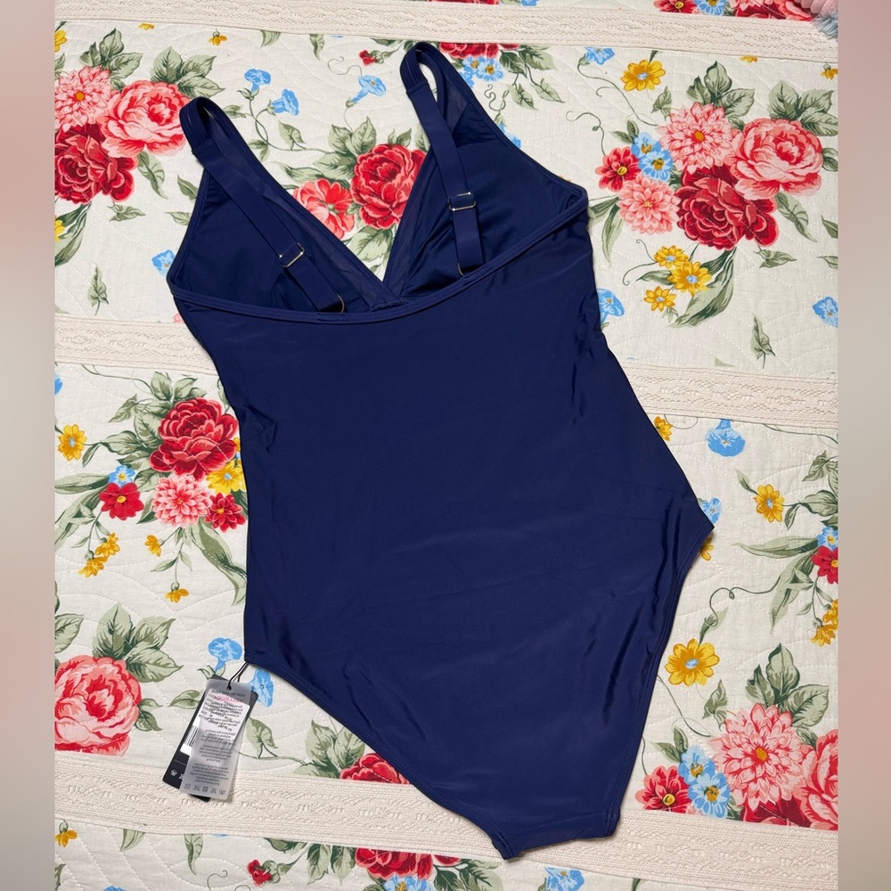 RELLECIGA Women's V-Neck Mesh Splicing One-Piece Swimsuit size Medium NWT - Picture 7 of 16